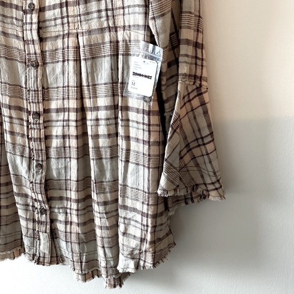 Free People Mary Anne Plaid Buttondown Shirt/Tunic Dress - Picture 8 of 13